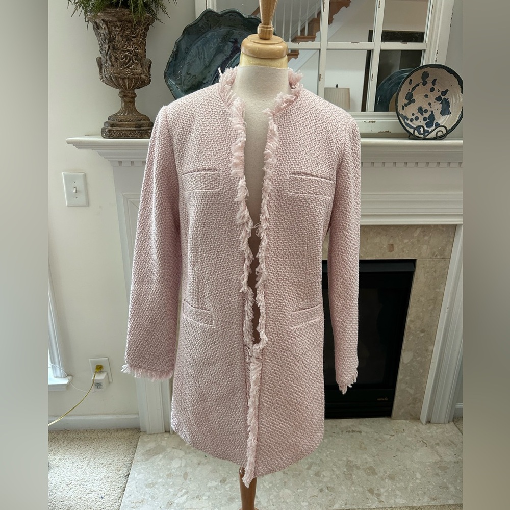 Venus Pink Tweed Fringed Coat - Picture 2 of 12
